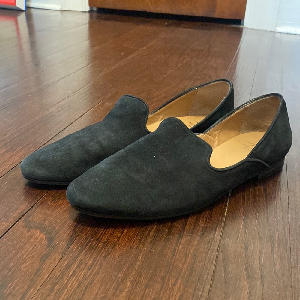 Aquatalia Made in Italy Black Suede Flats